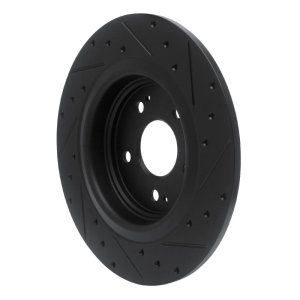 Acura MDX Brake Rotor (1) - Rear Left - R1 Concepts - Drilled & Slotted - Black - `17-`20